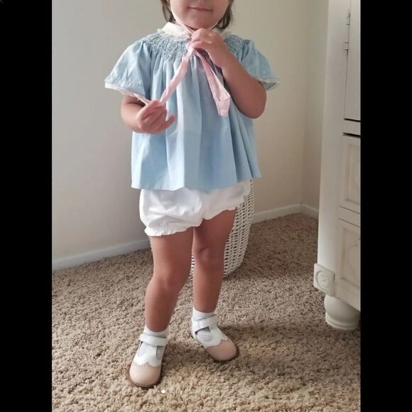 Vintage smocked dress floral mini 60s a line flare - Picture 8 of 10